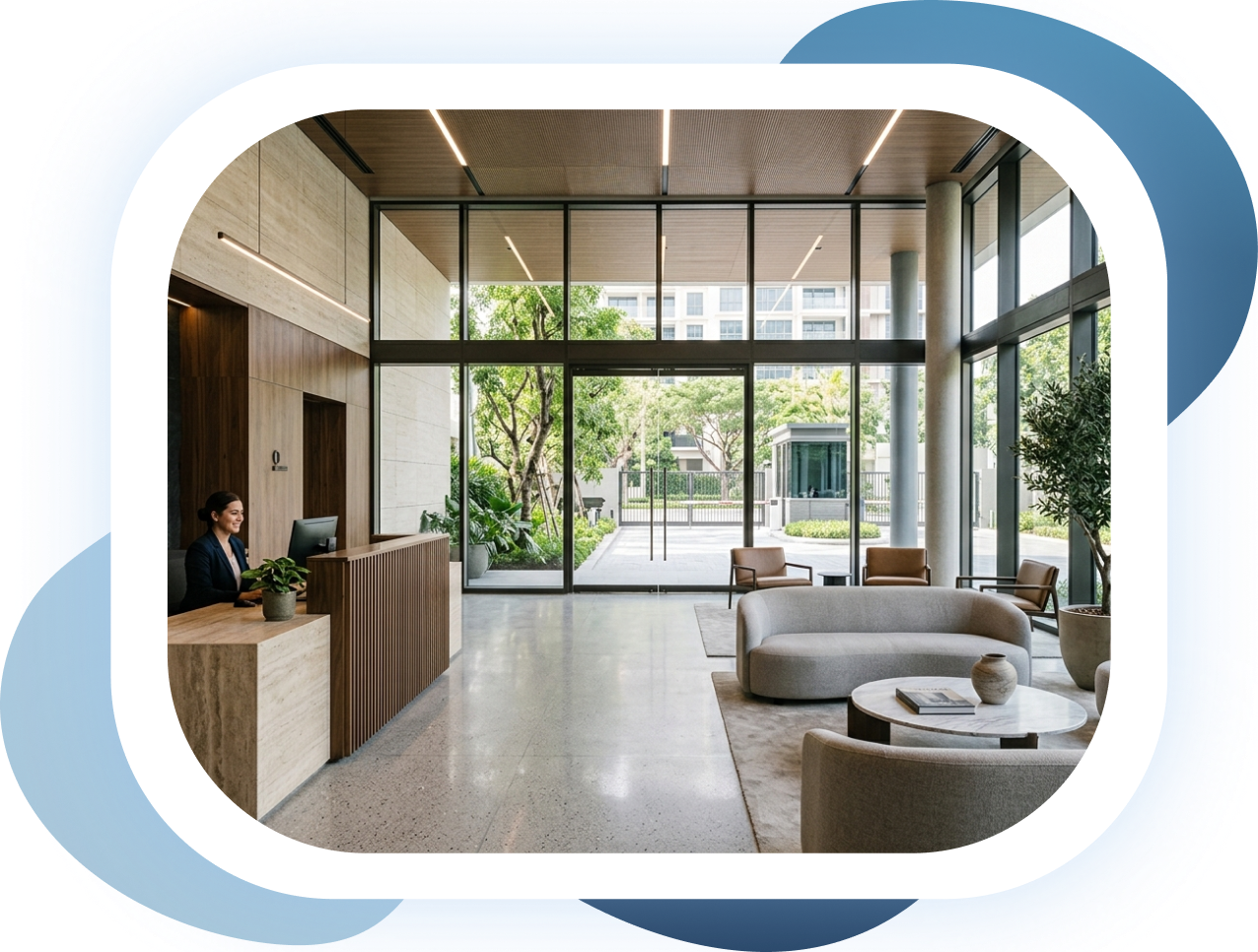 Foto de lobbby apartamento encerrada en un contenedor orgánico